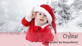  Presentation with baby christmas - Amazing PPT theme having baby in christmas hat outdoors backdrop and a red colored foreground