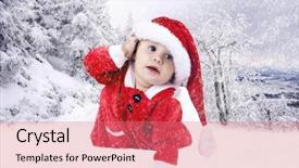  Presentation with baby christmas - Colorful PPT theme enhanced with baby in christmas hat outdoors backdrop and a coral colored foreground