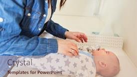  Presentation with caring - Slide set consisting of baby-in-pajamas background and a soft green colored foreground