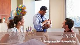  Presentation with baby labor - Beautiful PPT layouts featuring baby in post natal department backdrop and a coral colored foreground