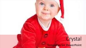  Presentation with baby christmas - Slide deck enhanced with baby in santa costume at christmas on the white background and a red colored foreground