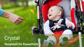  Presentation with baby sitting - Theme with baby in sitting stroller background and a tawny brown colored foreground