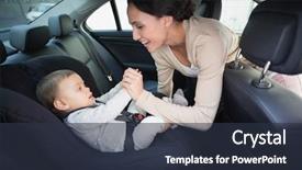  Presentation with car seat - Slide deck having baby in the car seat background and a tawny brown colored foreground