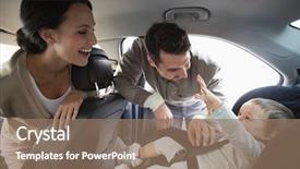  Presentation with car seat - Slides having baby in the car seat background and a coral colored foreground