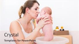  Presentation with preemie baby close up - Presentation theme having baby in the white bucket background and a lemonade colored foreground