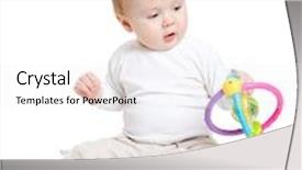  Presentation with baby toy - Theme with baby in white playing with the toy background and a sky blue colored foreground