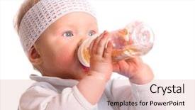  Presentation with baby bottle - Audience pleasing PPT layouts consisting of baby is drinking from plastic backdrop and a  colored foreground