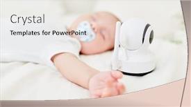  Presentation with baby sleep - Amazing PPT theme having controlled with baby monitor vibration backdrop and a white colored foreground