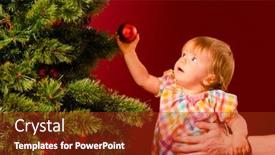  Presentation with baby tree - Slide set having baby is reaching for christmas toy near tree background and a tawny brown colored foreground