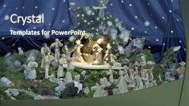  Presentation with baby christmas - Theme with baby jesus - christmas nativity scene made background and a ocean colored foreground