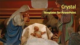  Presentation with nativity - Presentation theme featuring baby jesus - nativity scene background and a tawny brown colored foreground