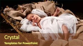  Presentation with swaddling - Presentation theme featuring baby jesus when born background and a tawny brown colored foreground