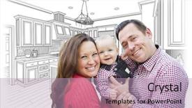  Presentation with kitchen design - PPT layouts with baby layout - happy young family over custom background and a  colored foreground