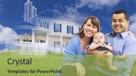  Presentation with rolling hills - Slide deck having baby layout - mixed race family with ghosted background and a yellow colored foreground