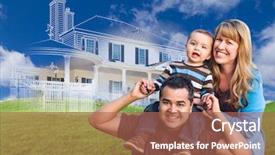  Presentation with rolling hills - PPT layouts enhanced with baby layout - mixed race family with ghosted background and a coral colored foreground