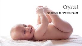  Presentation with feet - Slide set consisting of baby-lies-on-its-back background and a white colored foreground