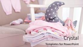  Presentation with baby fashion - Colorful PPT theme enhanced with baby linen on chair indoors backdrop and a lemonade colored foreground