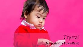  Presentation with look - Presentation design featuring baby-look-at-mobile-phone background and a coral colored foreground