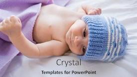  Presentation with baby - Audience pleasing presentation consisting of baby-lying-on-baby-bed backdrop and a light blue colored foreground