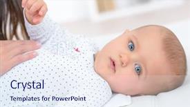  Presentation with baby boomer - Audience pleasing PPT theme consisting of baby lying on its back backdrop and a  colored foreground