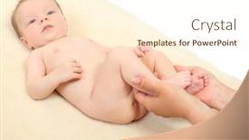  Presentation with child care - Presentation design with abuse childcare - baby massage child care concept background and a cream colored foreground