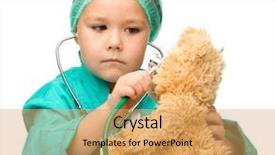  Presentation with teddy bear - Slides featuring baby medical - cute little girl is playing background and a yellow colored foreground