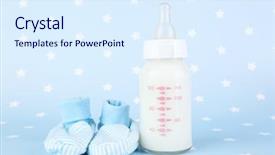  Presentation with baby bottle - Colorful PPT theme enhanced with baby milk bottle and babys backdrop and a sky blue colored foreground