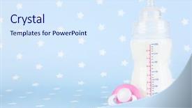  Presentation with baby bottle - Colorful PPT layouts enhanced with baby milk bottle and pacifier backdrop and a sky blue colored foreground