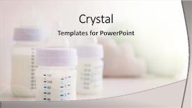  Presentation with milk baby - PPT theme featuring baby milk bottles and toys background and a  colored foreground