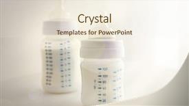  Presentation with baby milk - PPT theme with baby milk bottles on white background and a sky blue colored foreground