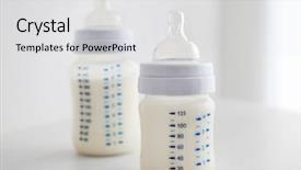  Presentation with milk baby - Audience pleasing PPT theme consisting of baby milk bottles on white backdrop and a light gray colored foreground