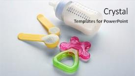  Presentation with baby formula - Cool new PPT theme with baby milk formula and teether backdrop and a  colored foreground