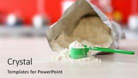  Presentation with baby formula - PPT theme having baby milk formula on kitchen background and a lemonade colored foreground