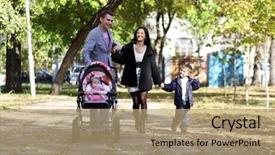  Presentation with autumn - Theme with baby moeslem - family in autumn park background and a coral colored foreground