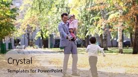  Presentation with family system - Presentation enhanced with baby moeslem - family in autumn park background and a soft green colored foreground