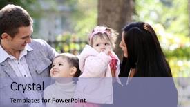  Presentation with autumn - Slides featuring baby moeslem - family in autumn park background and a light blue colored foreground