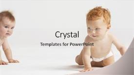 Presentation with cute baby - Audience pleasing PPT theme consisting of baby nappies - cute babies crawling isolated backdrop and a light gray colored foreground