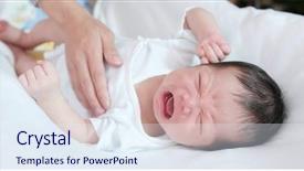  Presentation with baby crying - PPT layouts having baby new born baby crying background and a sky blue colored foreground