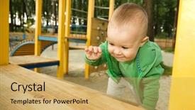  Presentation with two cute sisters playing - Theme enhanced with baby nursery - cute little boy is playing background and a yellow colored foreground