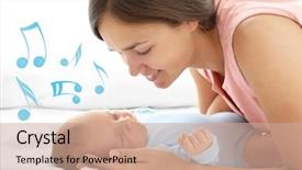  Presentation with sleeping baby - Cool new PPT theme with bed lullaby songs and music backdrop and a coral colored foreground