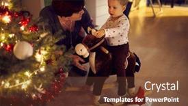  Presentation with baby tree - Beautiful slides featuring baby-on-horse-seesaw backdrop and a tawny brown colored foreground