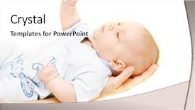  Presentation with new parents baby and dr - Slides having protective parents - baby on parent's hands background and a sky blue colored foreground