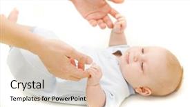  Presentation with protective parent - Slide deck consisting of protective parents - baby and parent's hands background and a  colored foreground