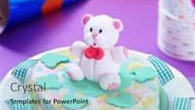  Presentation with party - Presentation having baby-party-cake-design background and a light blue colored foreground