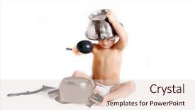 Presentation with teeens cooking - Audience pleasing presentation consisting of baby playing food - cooking toddler in colander hat backdrop and a lemonade colored foreground