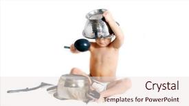  Presentation with cooking - Beautiful slides featuring baby playing food - cooking toddler over white backdrop and a sky blue colored foreground