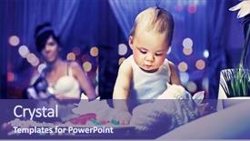  Presentation with dog baby cute child - Colorful PPT theme enhanced with baby playing food - cute child and mum backdrop and a violet colored foreground