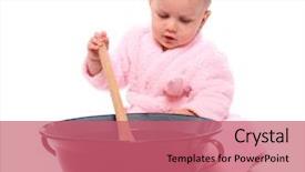  Presentation with cooking templeat - Audience pleasing PPT theme consisting of baby playing food - little girl cooking i backdrop and a coral colored foreground