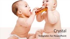  Presentation with roll - Audience pleasing PPT theme consisting of baby playing food - little sweeties in diapers eating backdrop and a lemonade colored foreground
