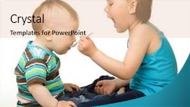  Presentation with baby food - Beautiful presentation theme featuring baby playing food - sister is feeding her little backdrop and a lemonade colored foreground